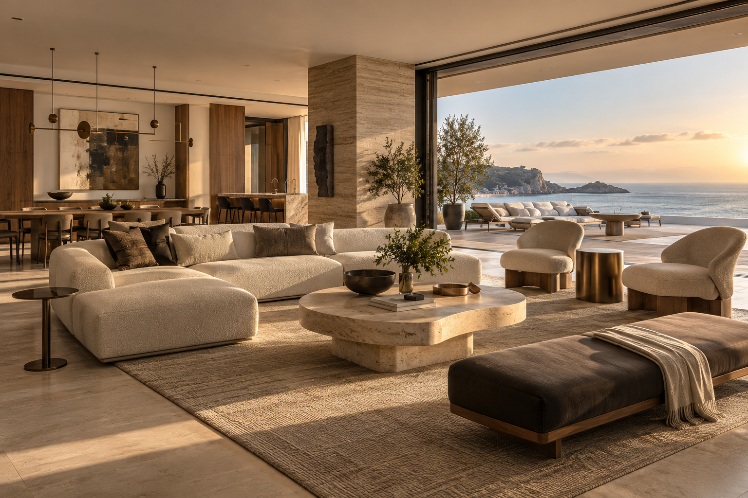 Open-plan Piece of Heaven penthouse living room and sea-view terrace